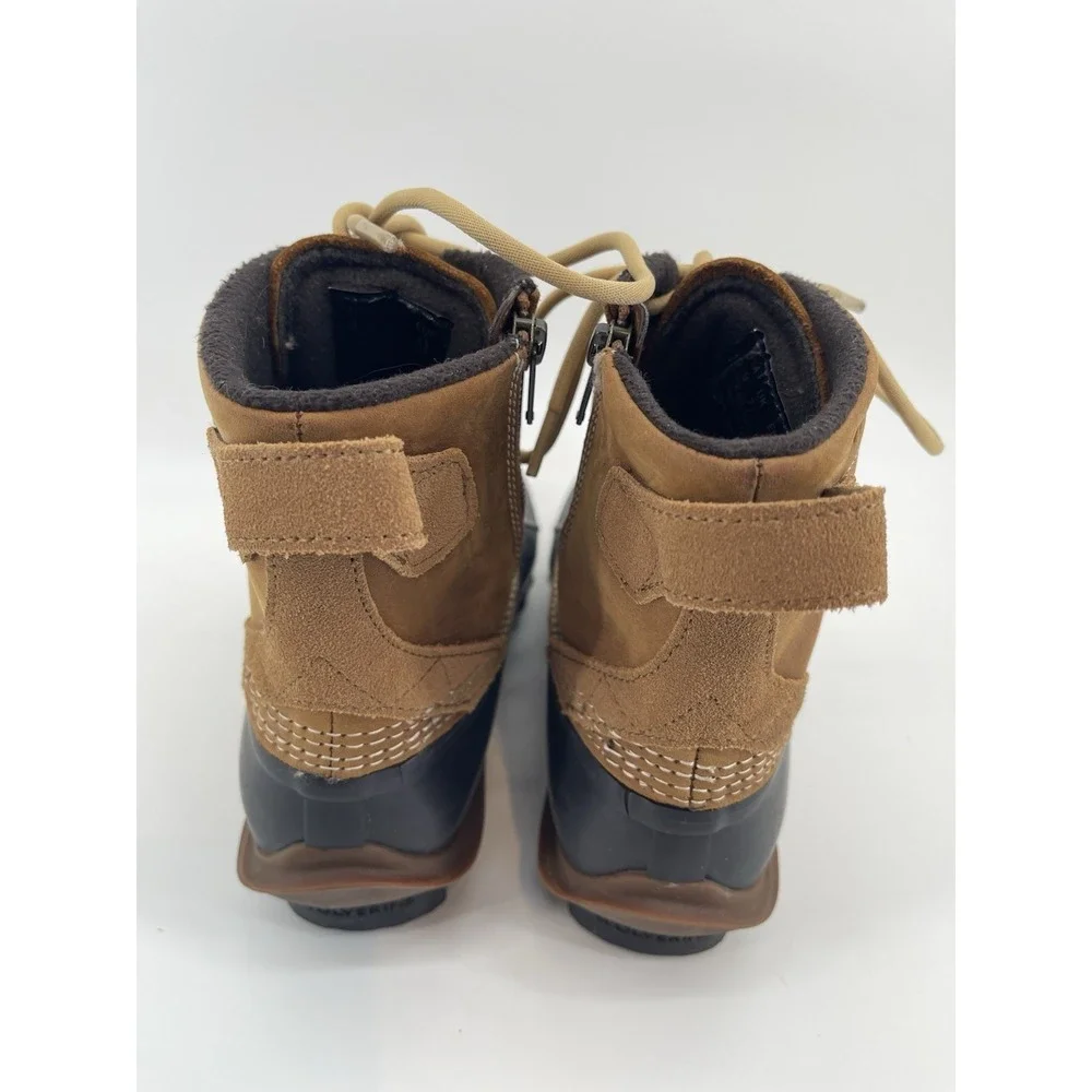 Wolverine Brown Leather Waterproof Zip Duck Work Boots Womens Rain 9.5 Rubber‎